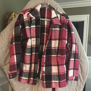 Plaid Women's Jacket - Pink and Black